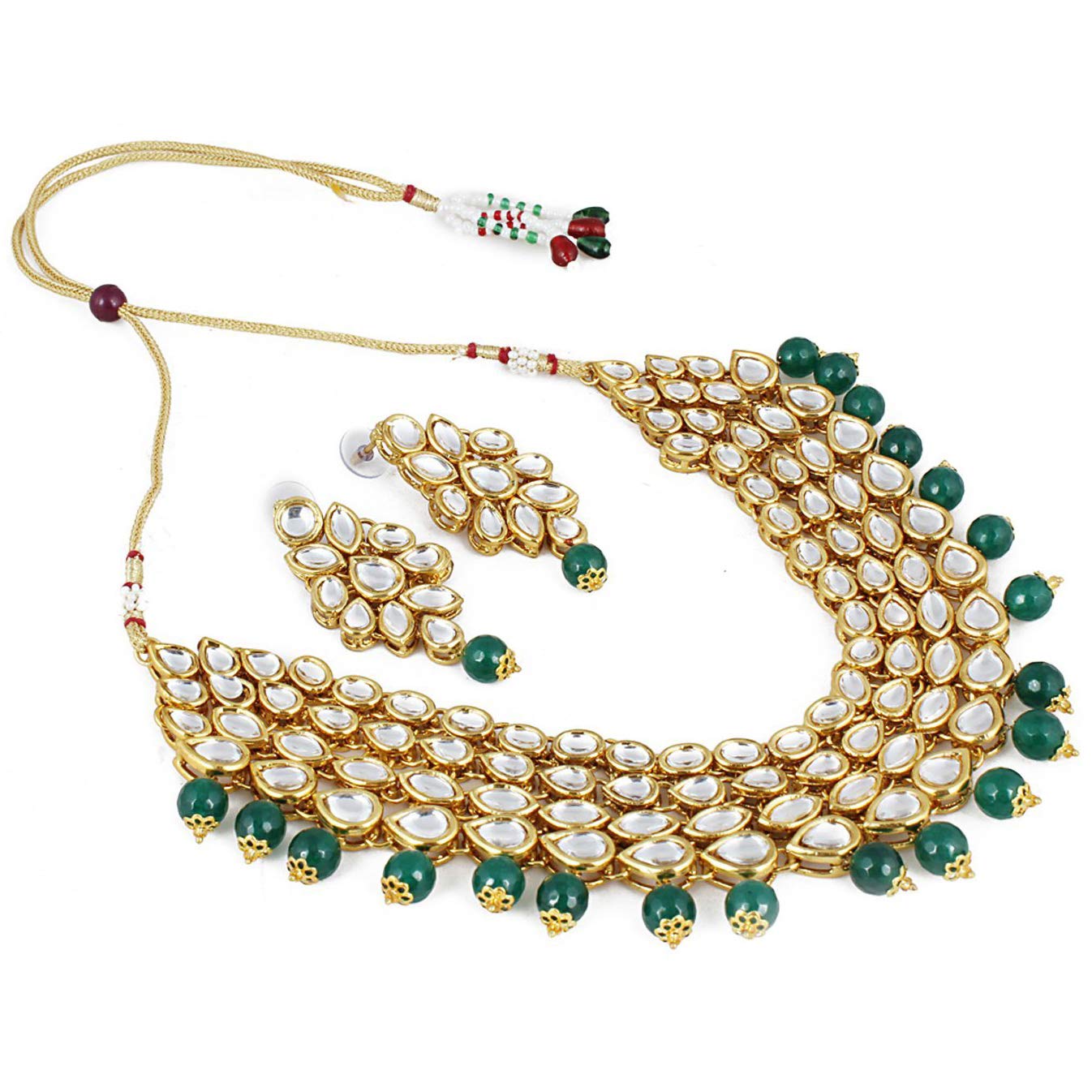 22k Gold Kundan Necklace Set for Girls/Women-SSJGKN02