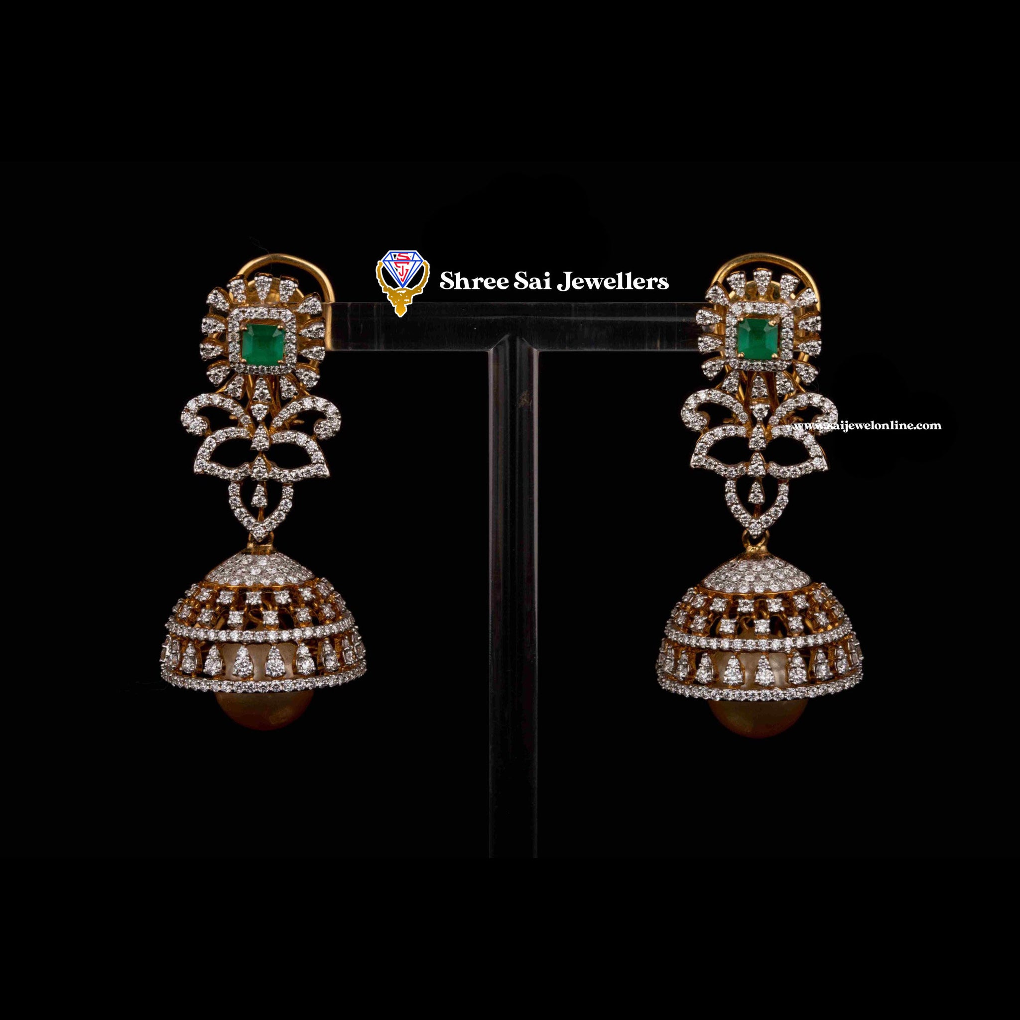 Diamond Jhumki Earrings-SSJDEJ03