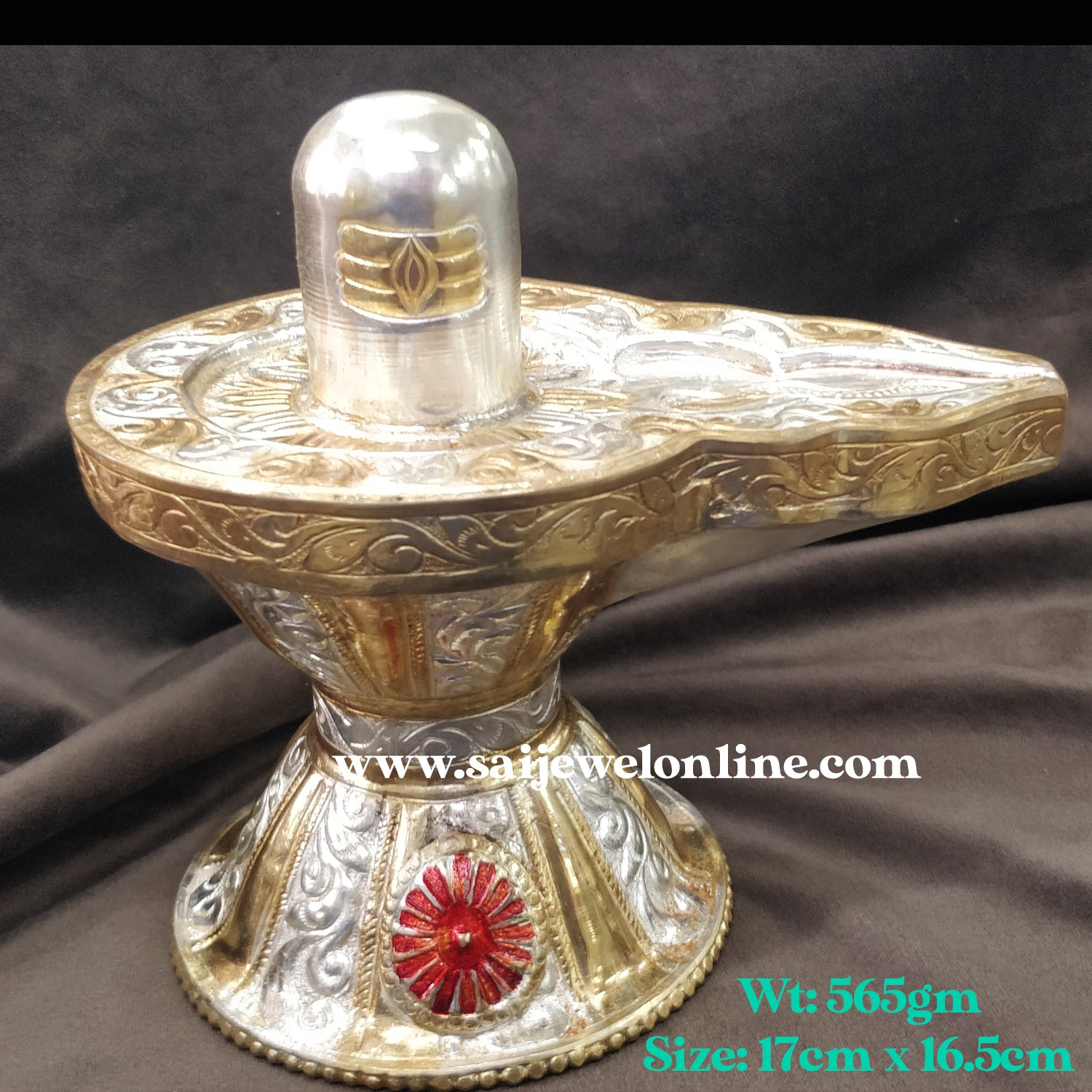 999 Purity Silver Shivling  Baba Symbol with Gold Polish