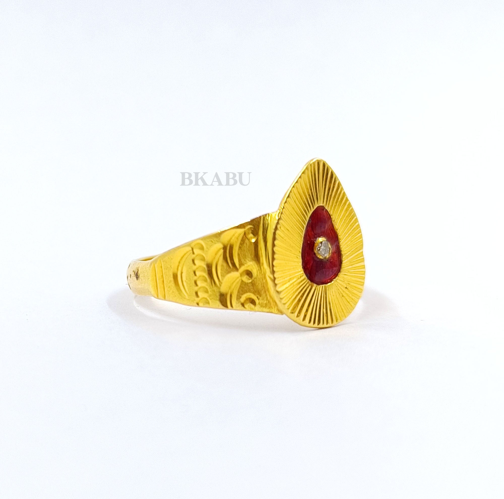 B.K Beautiful Diamond Baba Gold Ring-BKGR009
