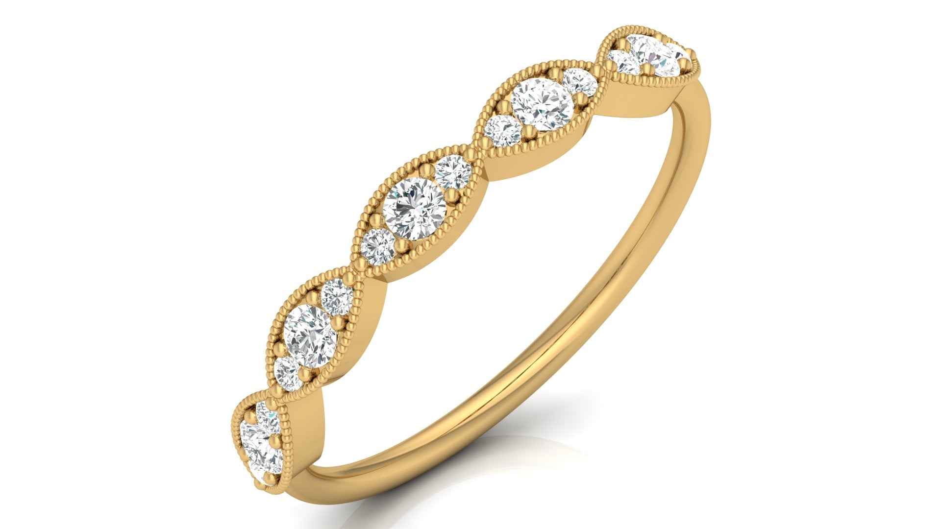 Five Oval Pattern Engagement Diamond Ring