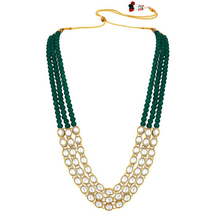 22k Gold Kundan Necklace Set for Girls/Women-SSJGKN01 - Image 5
