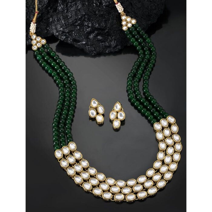 22k Gold Kundan Necklace Set for Girls/Women-SSJGKN01 - Image 2