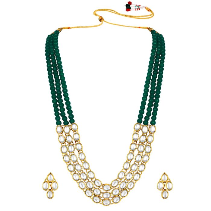 71R2zujDPJL._UL1500 22k Gold Kundan Necklace Set for Girls/Women-SSJGKN01 - Image 1