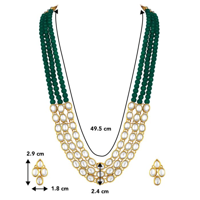 22k Gold Kundan Necklace Set for Girls/Women-SSJGKN01 - Image 4