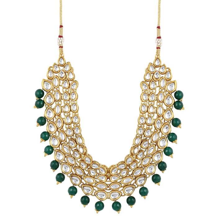 22k Gold Kundan Necklace Set for Girls/Women-SSJGKN02 - Image 3