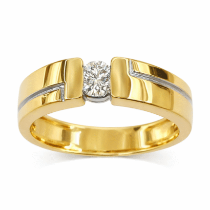 18K Hallmarked Gold Single Diamond Ring