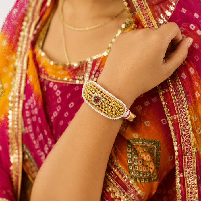 22K Hallmarked Gold Rajasthani Punchi – Traditional Beaded Bracelet (9.150 gm) | Sai Jewellers -SSJGRA13 - Image 2