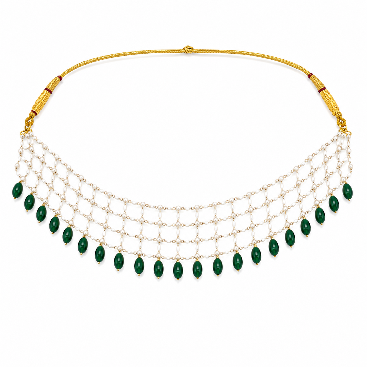 Gold Rajasthani Real Pearl Necklace