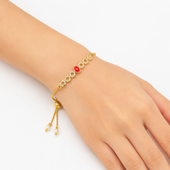 B.K Gold Brahma Kumaris Rakhi / Bracelet-BKGRA04 - Image 2