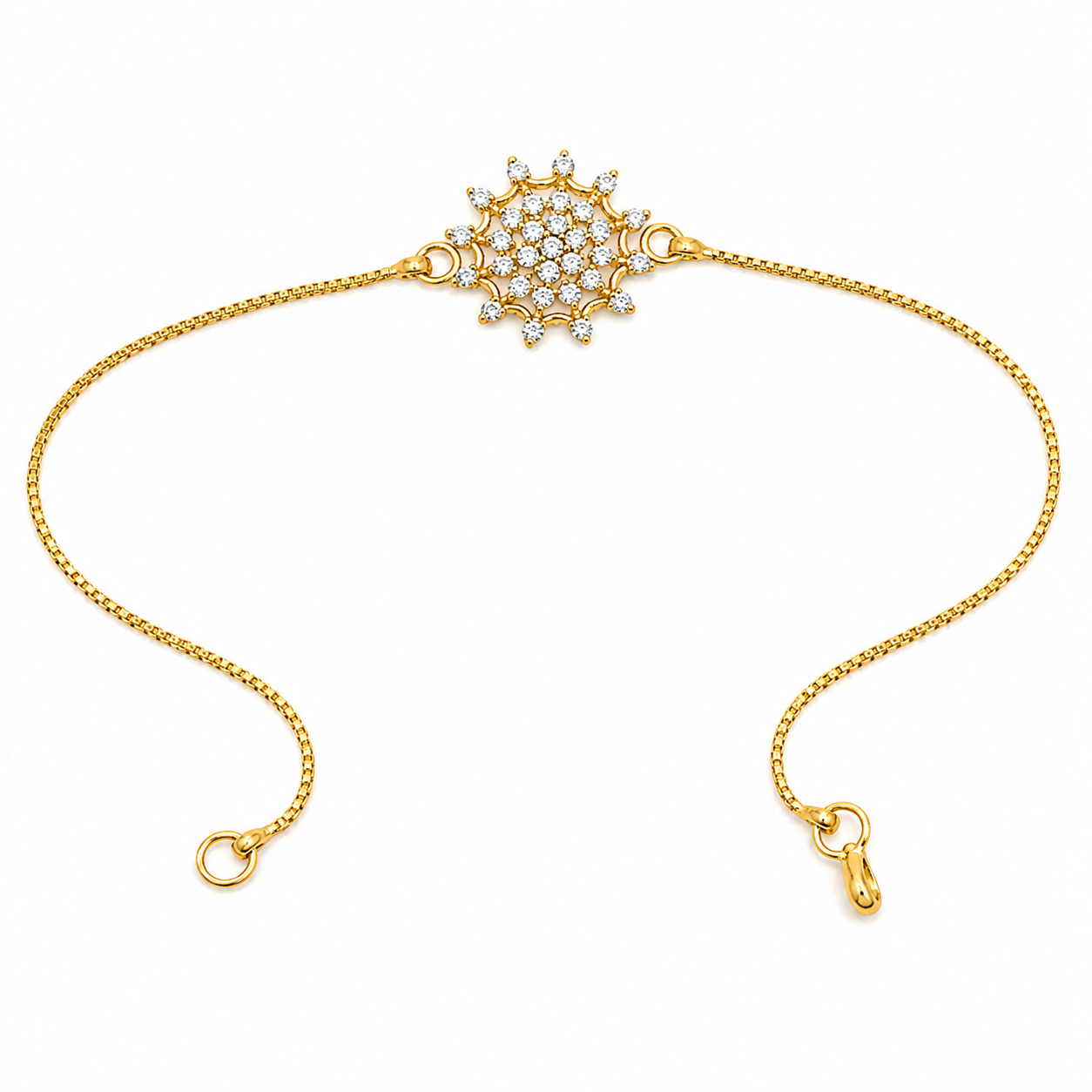 Gold Chain Bracelet with Sparkling Cluster