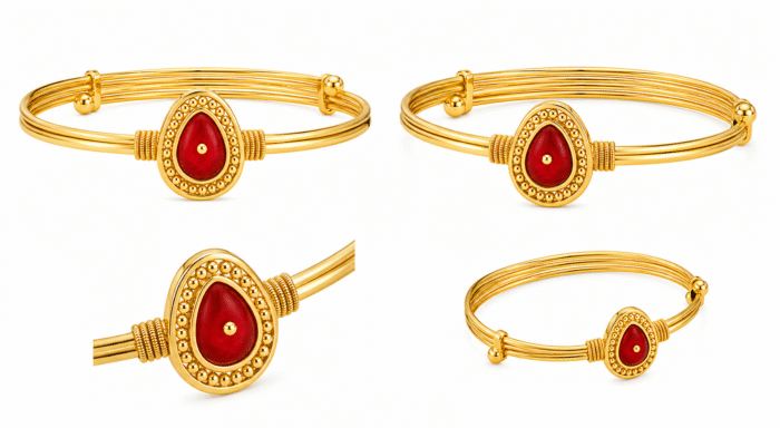 22K Hallmarked Gold Brahma Kumaris Kada – Lightweight Baba Symbol Design -BKGRA2 - Image 3