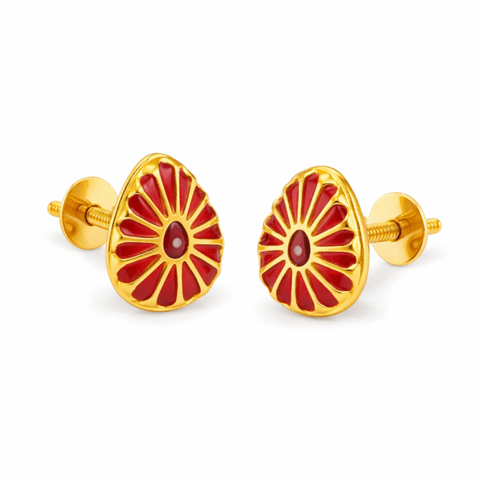22k Hallmarked Gold Brahma Kumaris Earrings – Om Shanti Spiritual Jewelry | Sai Jewellers -BKGE1 - Image 1