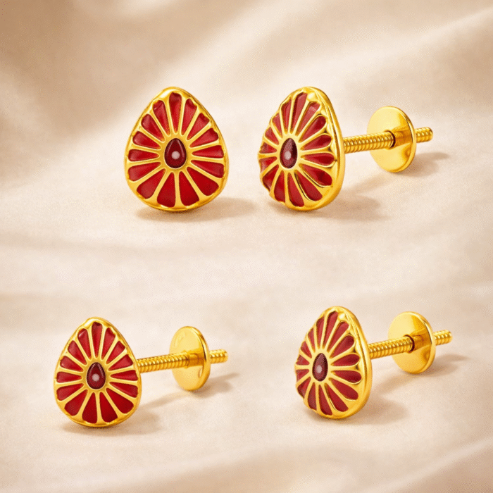 22k Hallmarked Gold Brahma Kumaris Earrings – Om Shanti Spiritual Jewelry | Sai Jewellers -BKGE1 - Image 5