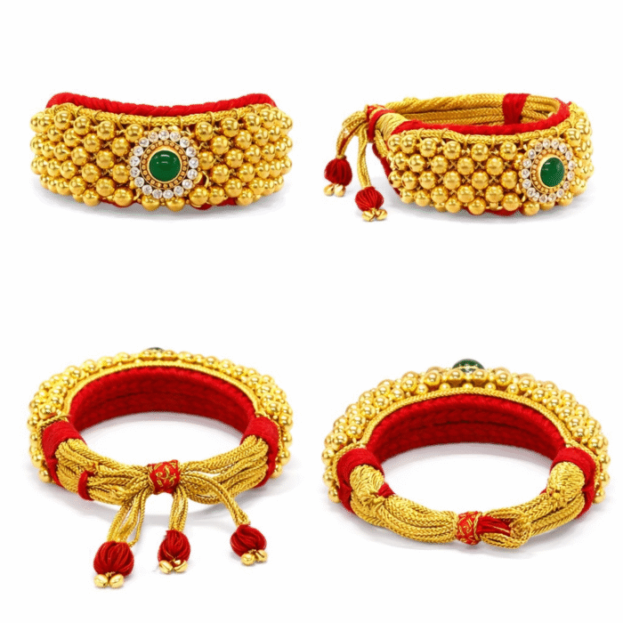 22K Hallmarked Gold Rajasthani Punchi – Traditional Beaded Bracelet (9.150 gm) | Sai Jewellers -SSJGRA1 - Image 3