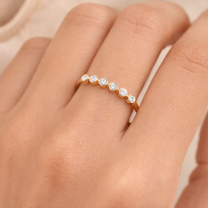 18K Hallmarked Gold Ring – Six Bezel‑Set IGI Certified Diamonds (0.28 ct, 1.810 gm, VS Clarity, H‑I Colour) | Sai Jewellers- S20 - Image 2