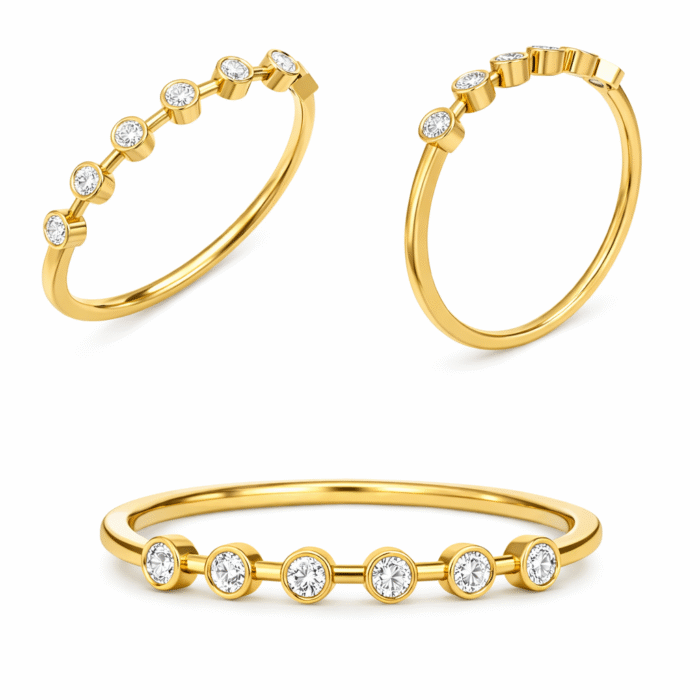 18K Hallmarked Gold Ring – Six Bezel‑Set IGI Certified Diamonds (0.28 ct, 1.810 gm, VS Clarity, H‑I Colour) | Sai Jewellers- S20 - Image 3