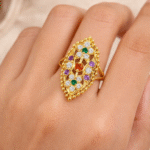 22K Hallmarked Gold Rajasthani Ring – Traditional Design with Colorful Stones | Sai Jewellers-SSJGRR1 - Image 3