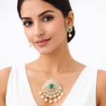 22k Gold Pendant Set Diamond Studded for Girls/Women-SSJGKN03 - Image 2