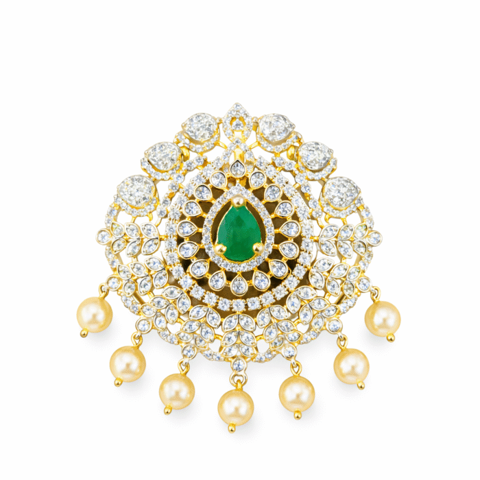 22k Gold Pendant Set Diamond Studded for Girls/Women-SSJGKN03 - Image 3
