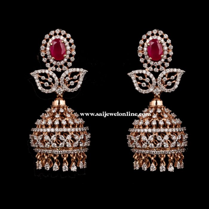 DJHUMER1 Diamond Jhumki Earrings-SSJDEJ01 - Image 1