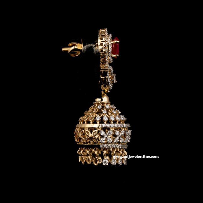 Diamond Jhumki Earrings-SSJDEJ01 - Image 4