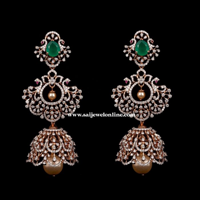 Diamond Jhumki Earrings-SSJDEJ02 - Image 2
