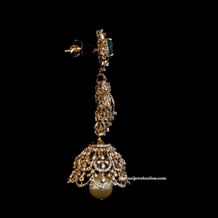 Diamond Jhumki Earrings-SSJDEJ02 - Image 4