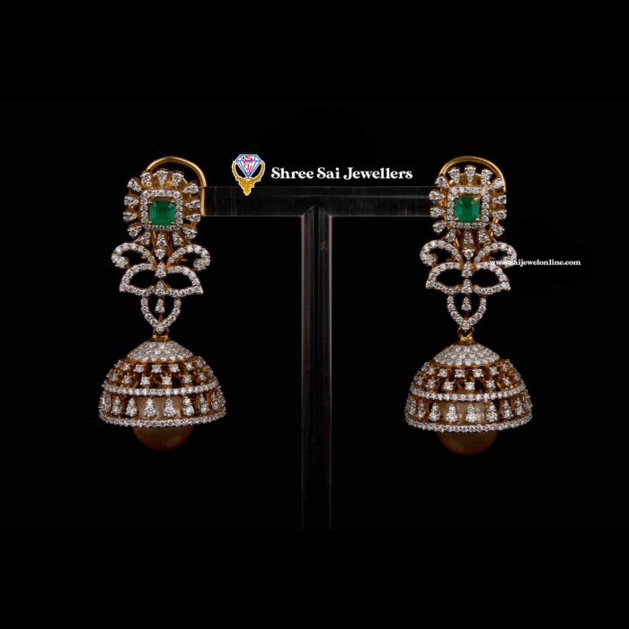 Diamond Jhumki Earrings-SSJDEJ03 - Image 1