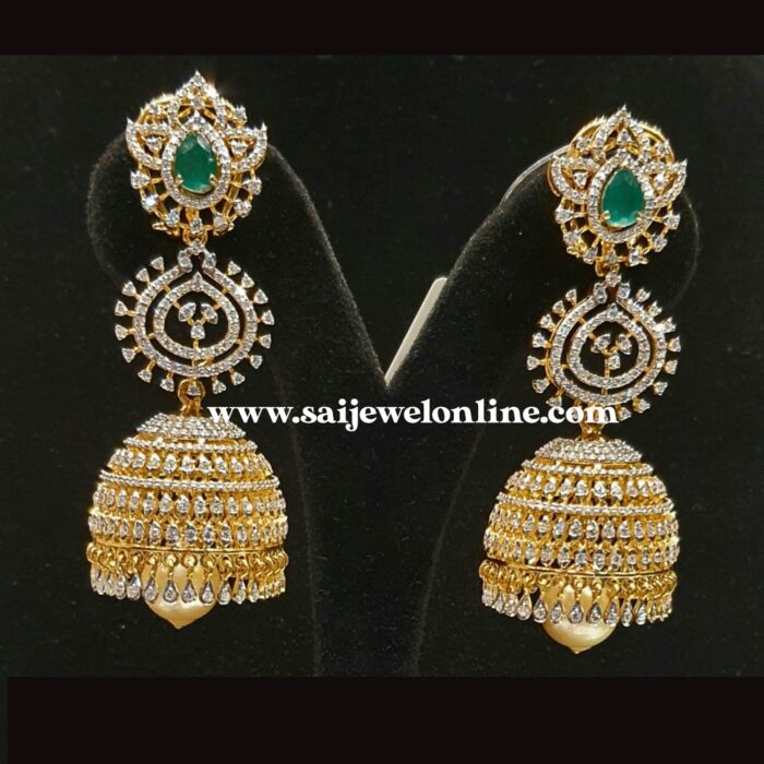 DJHUMER6 Diamond Jhumki Earrings-SSJDEJ05 - Image 1