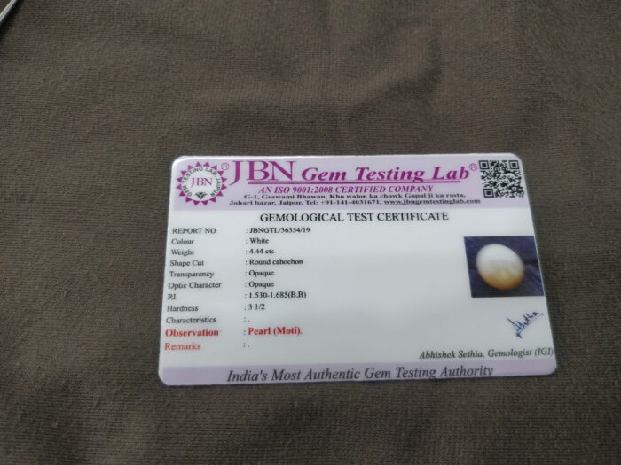 4.11ct Natural Pearl (Moti) Round Shape with Certificate | Best Quality Gemstones - Image 3