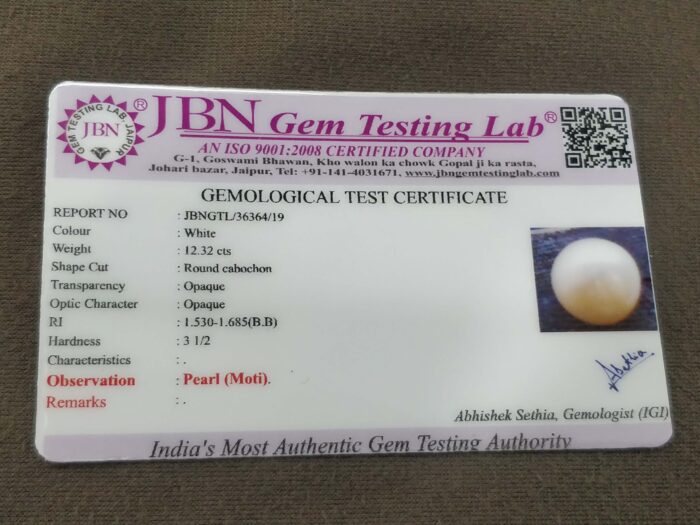 12.32ct Natural Pearl (Moti) Round Shape with Certificate | Best Quality Gemstones - Image 4