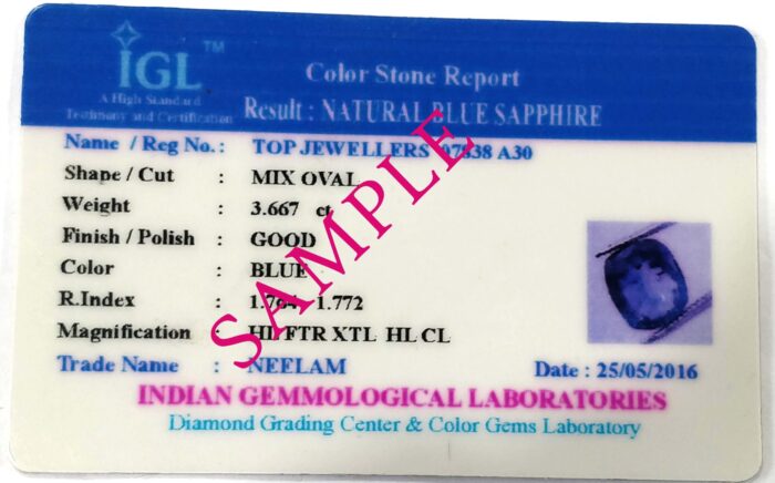 Ceylon Blue Sapphire 2.60 ct / 3.00 Ratti   | Ceyloni Neelam with Certificate |  Oval Cut - Image 3