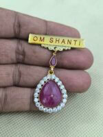 Brahma Kumaris 22K Gold Badge with Baba Shape Ruby (20ct) & Natural Diamond 0.02ct – 5.600gm-BKGB1 - Image 2