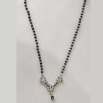 925 Sterling Silver Mangalsutra with Black Beads Chain | Platinum Plated, Swiss Zirconia| Gift for Wife