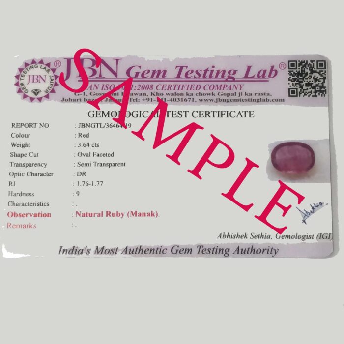 5.77 ct / 6.40 Ratti Manak  | Natural Ruby with Certificate Oval Cut - Image 3