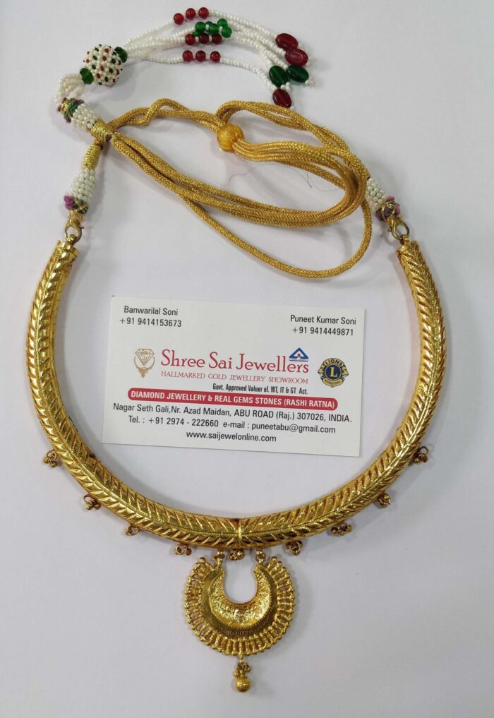 Beautiful Gold Rajasthani Pipe Necklace -SSJGRA003 - Image 2