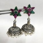 925 Silver Antique  Earring Jhumka for women | Cut Stone Earrings | Oxidized Silver Jhumer | Gift for Girl Friend