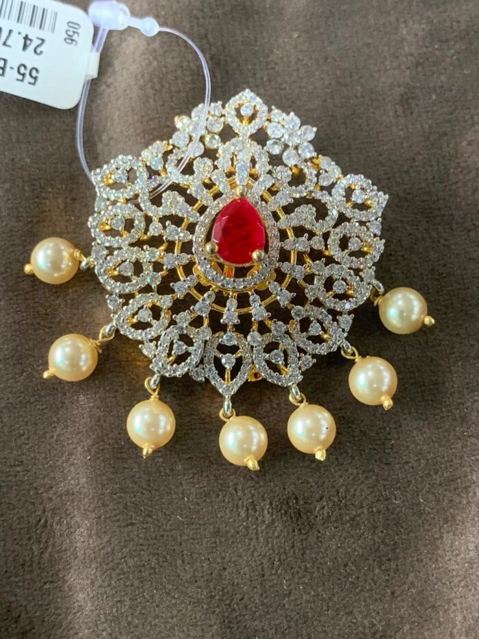 22k Gold Pendant Set Diamond Studded for Girls/Women-SSJGKN04 - Image 2