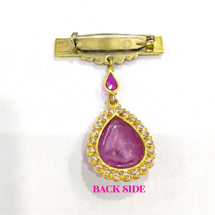 Brahma Kumaris 22K Gold Badge with Baba Shape Ruby (20ct) & Natural Diamond 0.02ct – 5.600gm-BKGB1 - Image 5