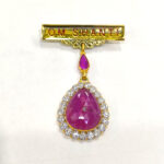Brahma Kumaris 22K Gold Badge with Baba Shape Ruby (20ct) & Natural Diamond 0.02ct – 5.600gm-BKGB1 - Image 4