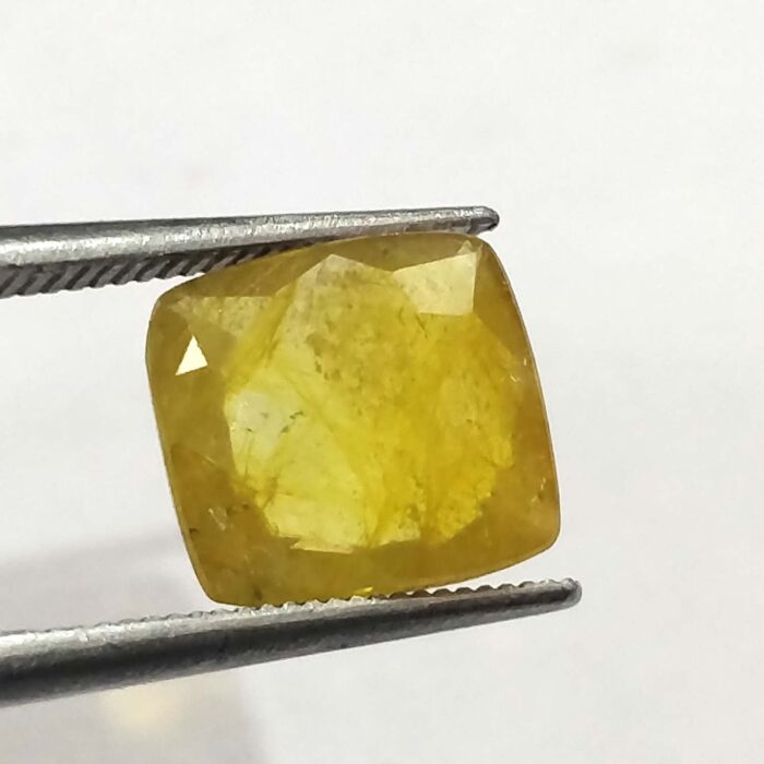 bkk4_d2923782-6848-4815-9423-2477f8528e14 4.42 ct / 4.91 Ratti Pukhraj | Yellow Sapphire with Certificate (Cushion Cut) - Image 1