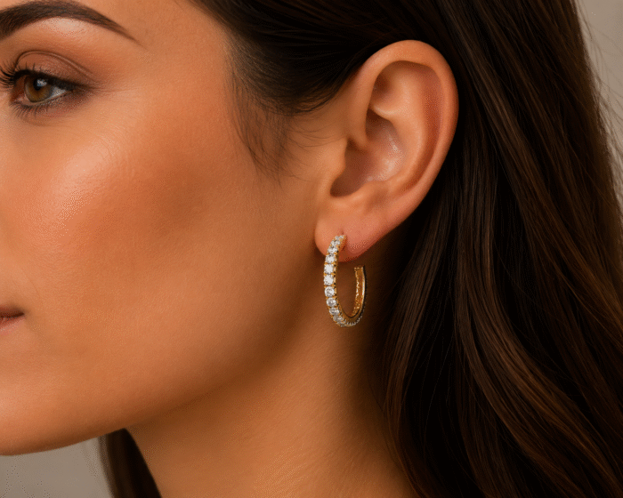 Diamond Bali Earrings-DH_RD_114 - Image 2