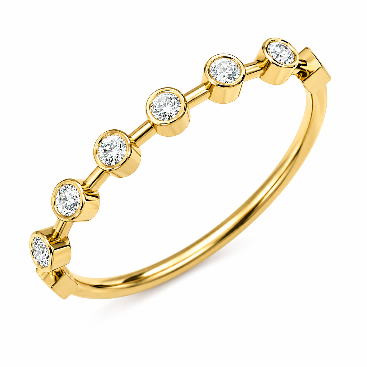 18K Hallmarked Gold Ring – Six Bezel‑Set IGI Certified Diamonds
