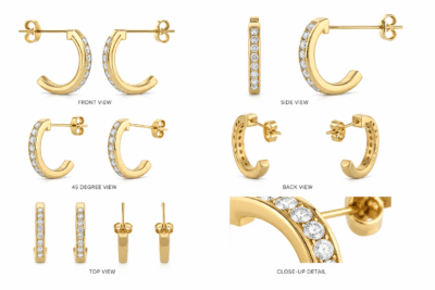 Light Daily Half Round Diamond Earrings-DH_RD_104 - Image 3