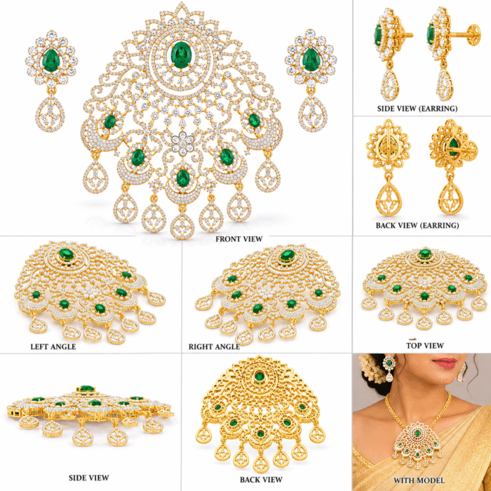 22k Gold Pendant Set Diamond Studded for Girls/Women-SSJGKN05 - Image 2