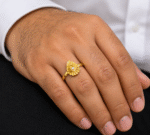 22k Hallmarked Brahma Kumaris Light weight Gold Ring – White Stone Symbol | Sai Jewellers-BKGR7 - Image 3
