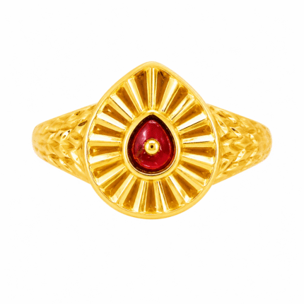 22k Hallmarked Gold Brahma Kumaris Ring – Meena Work Divine Symbol | Sai Jewellers Abu Road