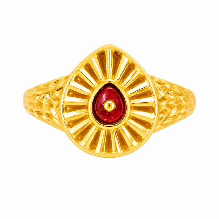 22k Hallmarked Gold Brahma Kumaris Ring – Meena Work Divine Symbol | Sai Jewellers Abu Road