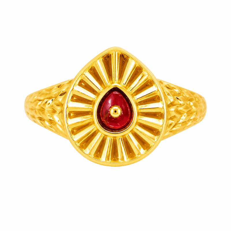 22k Hallmarked Gold Brahma Kumaris Ring – Meena Work Divine Symbol | Sai Jewellers Abu Road